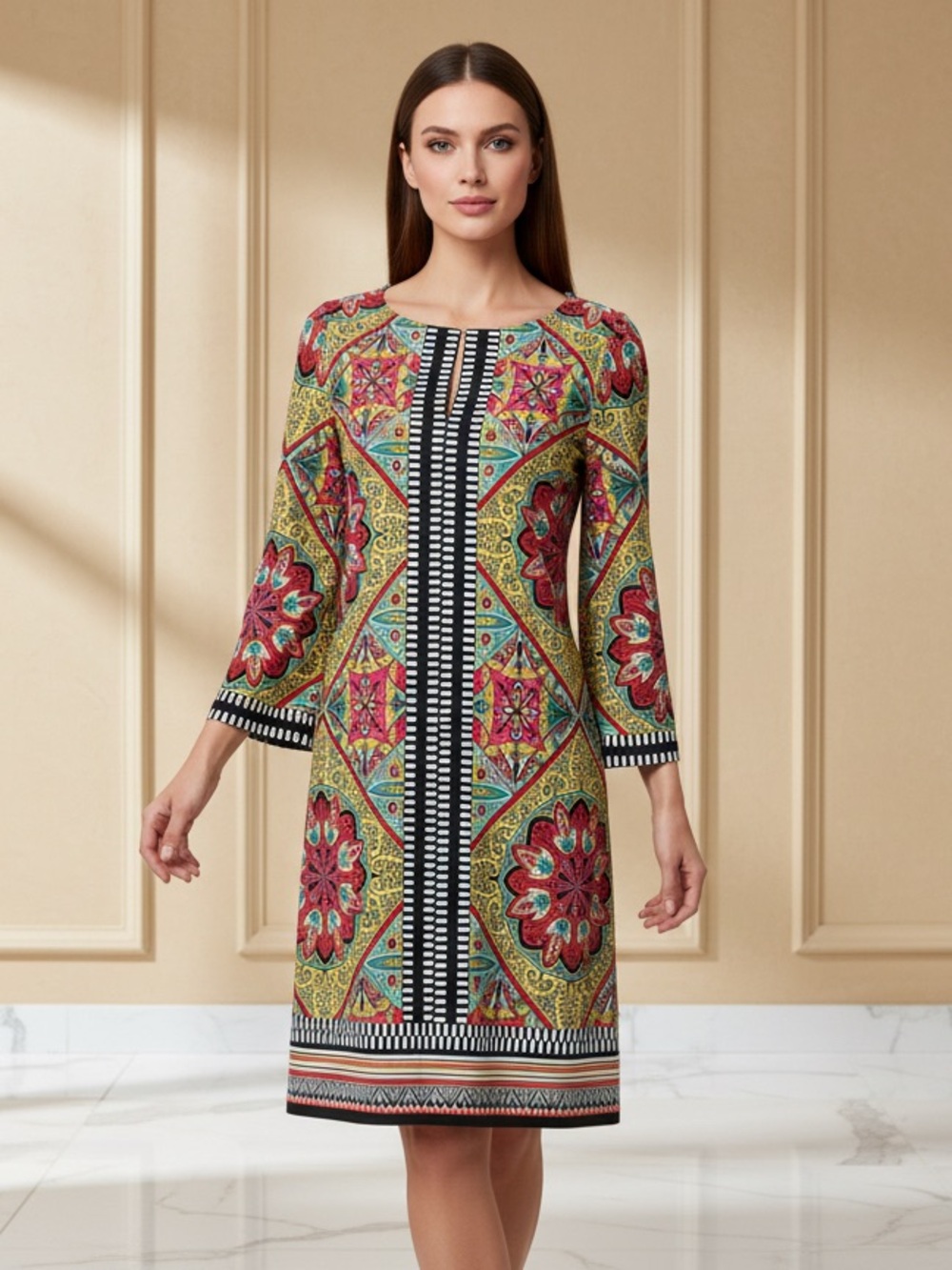 Laundry By Shelli Segal Turn Heads in this Bold & Beautiful Detailed Dress